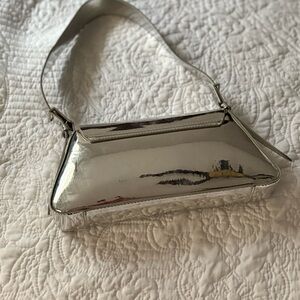 Zara Metallic Silver Shoulder Bag
